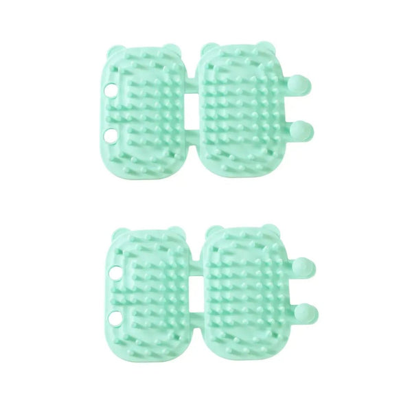 2 Piece Pack Pet Hair Massage Silicone Pet Cat Groomer Brush - GreenFur