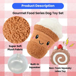 2 - Piece Set Plush Cream - topped Coffee and Latex Cake Dog Toy Set - GreenFur