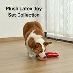2 - Piece Set Squeaky Plush Bacon and Latex Dessert Dog Toy Set - GreenFur