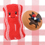 2 - Piece Set Squeaky Plush Bacon and Latex Dessert Dog Toy Set - GreenFur