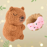 2 - Piece Set Squeaky Plush Capybara and Latex Donut Dog Toy Set - GreenFur