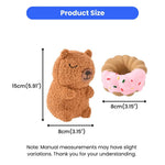 2 - Piece Set Squeaky Plush Capybara and Latex Donut Dog Toy Set - GreenFur