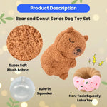 2 - Piece Set Squeaky Plush Capybara and Latex Donut Dog Toy Set - GreenFur