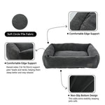 2L Size Rectangle Circle Pile Fabric Pet Dog Sofa Bed - GreenFur