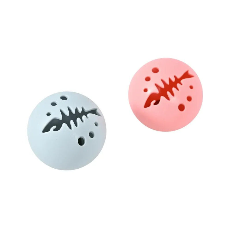 2Pcs Bag Pet Kitten Bell Catnip Ball Play Cat Hollow Ball Toy - GreenFur