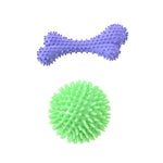 2PCS Dog Bone and Ball Rubber TPR Chewing Toy Bundle Play Gift Set - GreenFur