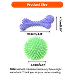 2PCS Dog Bone and Ball Rubber TPR Chewing Toy Bundle Play Gift Set - GreenFur