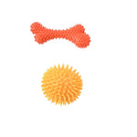 2PCS Dog Bone and Ball Rubber TPR Chewing Toy Bundle Play Gift Set - GreenFur