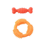 2PCS Dog Bone and Ring Foamed TPR Chewing Toy Bundle Play Gift Set - GreenFur