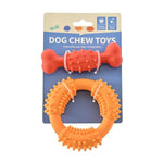 2PCS Dog Bone and Ring Foamed TPR Chewing Toy Bundle Play Gift Set - GreenFur