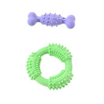 2PCS Dog Bone and Ring Foamed TPR Chewing Toy Bundle Play Gift Set - GreenFur
