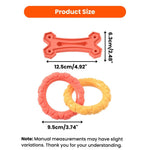2PCS Dog Bone and Rings Rubber TPR Chewing Toy Bundle Play Gift Set - GreenFur