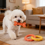 2PCS Dog Bone and Rings Rubber TPR Chewing Toy Bundle Play Gift Set - GreenFur