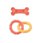 2PCS Dog Bone and Rings Rubber TPR Chewing Toy Bundle Play Gift Set - GreenFur