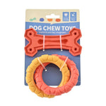 2PCS Dog Bone and Rings Rubber TPR Chewing Toy Bundle Play Gift Set - GreenFur
