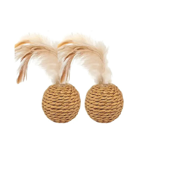 2pcs Packed Pet Toy Sound Bell Ball Feather Toy Ball Cat Ball for Cats - GreenFur