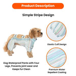 2XL, 3XL Size Stripe Water Repellent Dog Pants with Four Legs - GreenFur