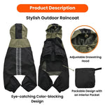 2XL, 3XL Size Stylish Patchwork Waterproof PU Fabric Dog Raincoat - GreenFur