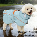 2XL,3XL Size Stylish Adjustable Waterproof PU Fabric Dog Raincoat - GreenFur