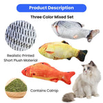 3 - Color Assorted Realistic Fish Style Plush Cat Toy with Catnip - GreenFur