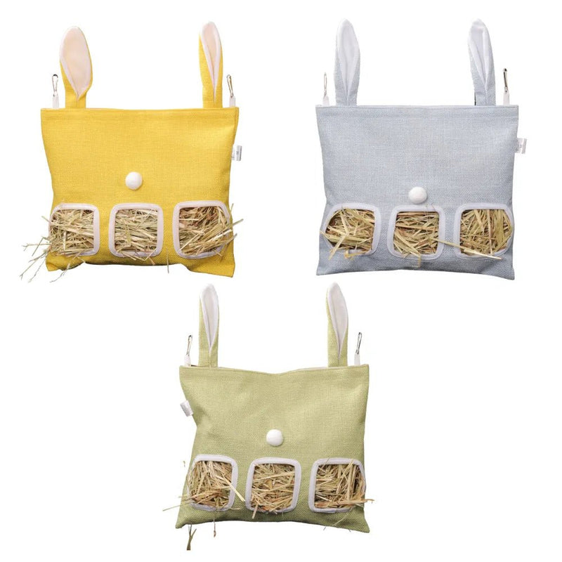 3 Holes Rabbit Hanging Hay Feeder Bag Large Capacity Double Ear Design - GreenFur
