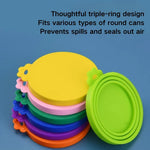 3 In 1 Cat Dog Food Sealing Three Ring Design Silicone Pet Can Lid - GreenFur