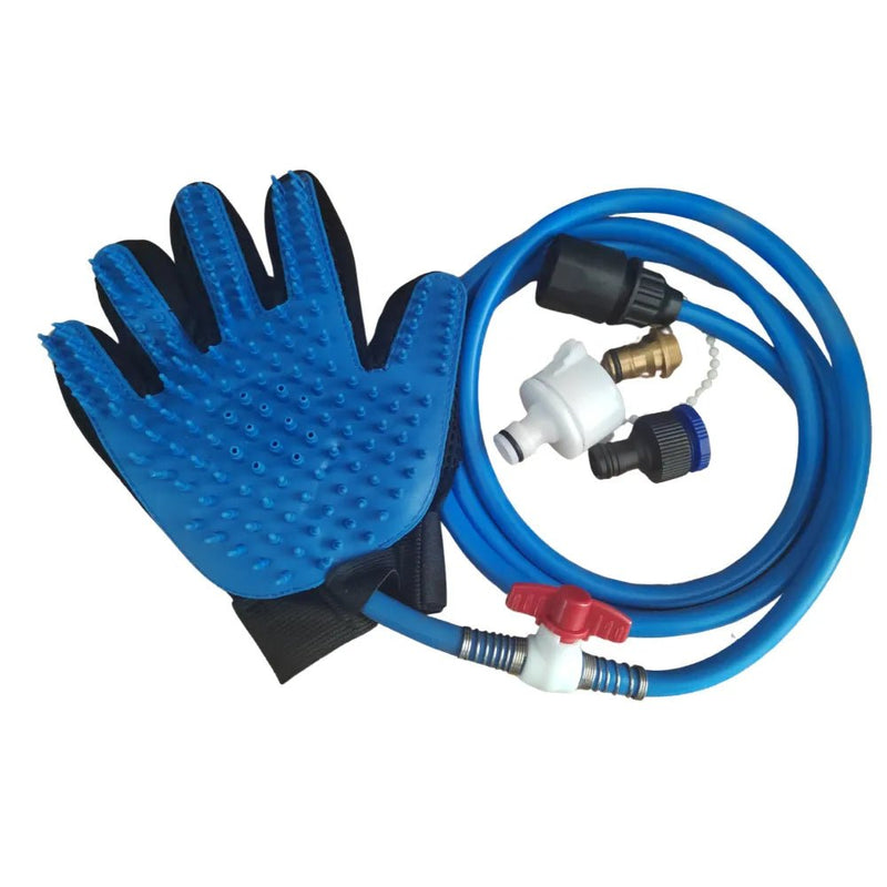3 - in - 1 Pet Grooming Glove Deshedding Brush Shower Spray Hair Remover for Dogs and Cats - GreenFur
