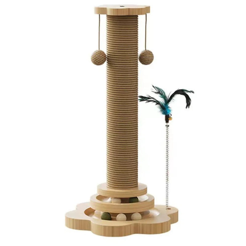 3 - in - 1 Scratching Post Cat Climbing Tower with Teaser Ball for Cats - GreenFur