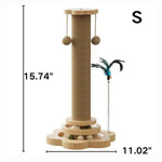 3 - in - 1 Scratching Post Cat Climbing Tower with Teaser Ball for Cats - GreenFur