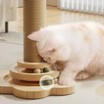 3 - in - 1 Scratching Post Cat Climbing Tower with Teaser Ball for Cats - GreenFur