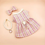 3 Pack Chanel - style Knitted Coat Set for Cats and Dogs (Bow Headband, Faux Pearl Necklace, Coat) - GreenFur