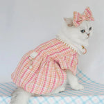 3 Pack Chanel - style Knitted Coat Set for Cats and Dogs (Bow Headband, Faux Pearl Necklace, Coat) - GreenFur