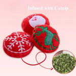3 Pack Christmas Plush Cat Toy Catnip Crinkle Pet Play Santa Snowflake Reindeer - GreenFur