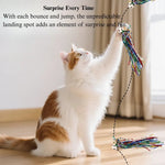 3 Pack Colorful Ribbon Cat Toy with Bouncy Ball Interactive Play - GreenFur