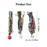3 Pack Colorful Ribbon Cat Toy with Bouncy Ball Interactive Play - GreenFur