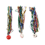3 Pack Colorful Ribbon Cat Toy with Bouncy Ball Interactive Play - GreenFur