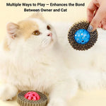 3 Pack Corrugated Paper Cat Toy Ball Set with Bell - GreenFur