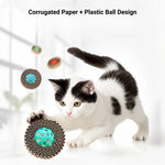 3 Pack Corrugated Paper Cat Toy Ball Set with Bell - GreenFur