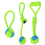 3 Pack High - Quality Knotted Cotton Rope Dog Toy Set for Chewers - GreenFur