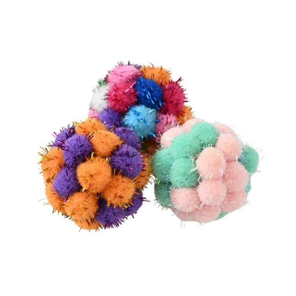 3 Pack Interactive Glitter Toy Ball with Bell for Cats - GreenFur