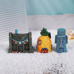 3 - Pack Mini Cartoon Pineapple Set Aquarium Decor Fish Shrimp Hideout PVC Ornaments - GreenFur
