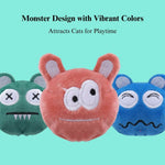 3 Pack Monster Plush Cat Toy with Catnip Soft Durable Design - GreenFur
