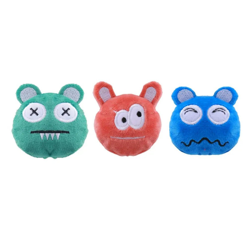 3 Pack Monster Plush Cat Toy with Catnip Soft Durable Design - GreenFur