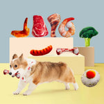 3 Pack Plush Food Shape Pet Squeaky Toy for Dogs - GreenFur