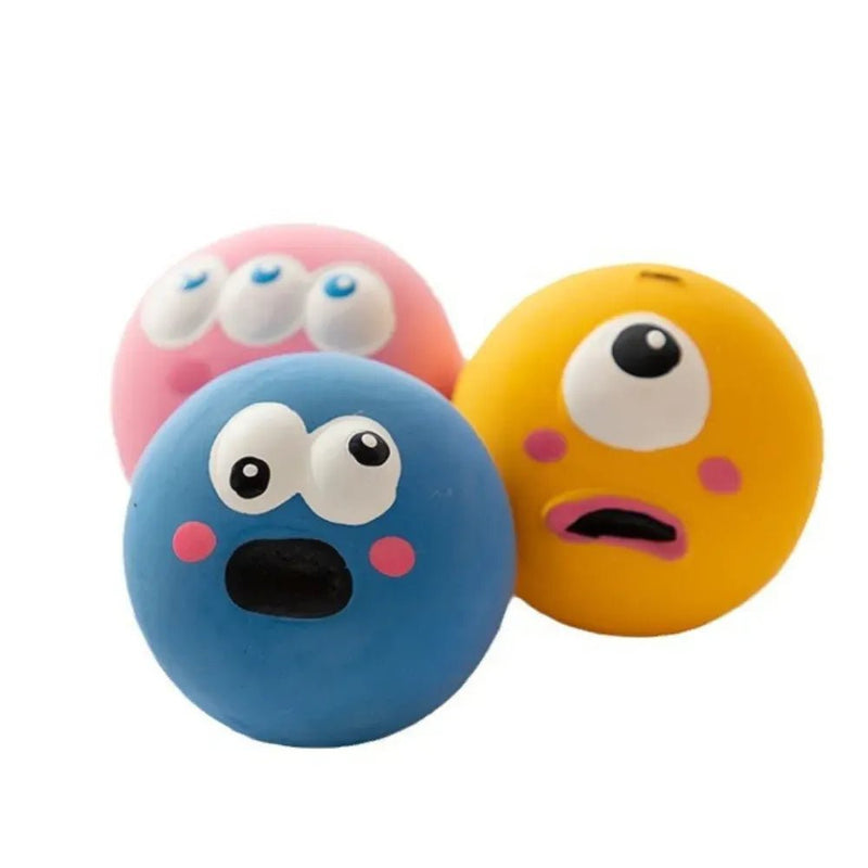 3 Pack Squeaky Dog Chew Play Funny Big Eyeball Toy Latex Cute Pet Toy - GreenFur