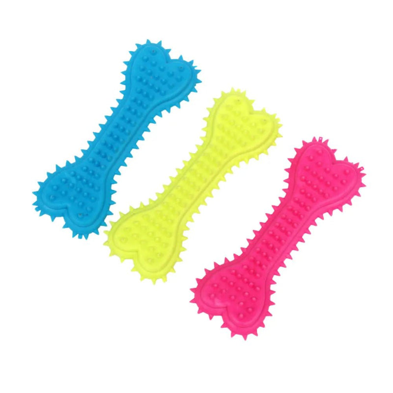 3 Pack TPR Pet Toothbrush Stick Durable Dog Bone Chew Toy, Random Color - GreenFur