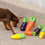 3 PCS Packing Carrot Eggplant Corn Vegetable Dog Squeaky Chew Toys - GreenFur