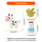 3 Pcs Set Farm Cow and Milk Design Wool - Like Fabric Cat Felt Toy - GreenFur