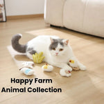 3 Pcs Set Farm Cow and Milk Design Wool - Like Fabric Cat Felt Toy - GreenFur