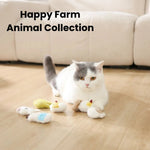 3 Pcs Set Farm Cow and Milk Design Wool - Like Fabric Cat Felt Toy - GreenFur